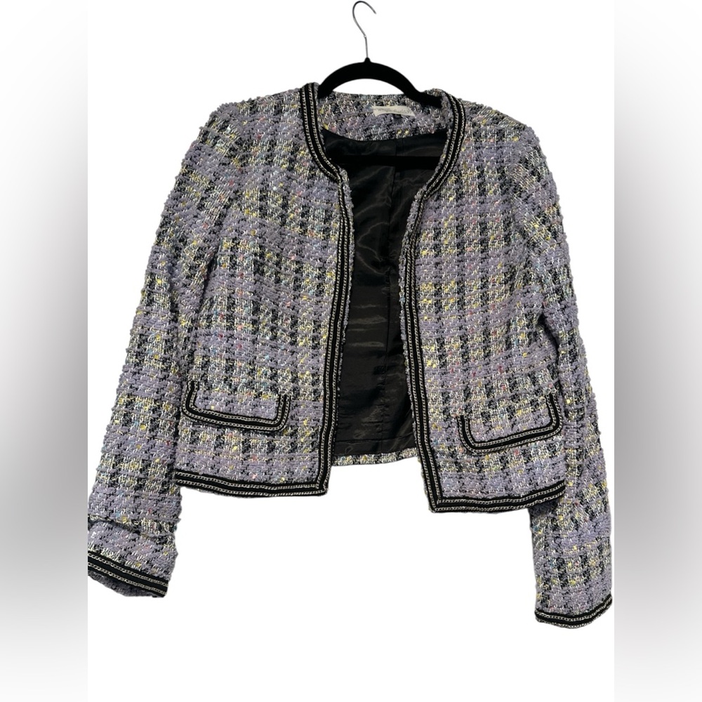 Elegant Multicolor lilac Tweed Blazer